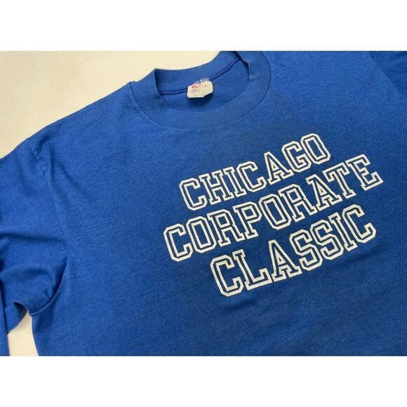 VINTAGE Chicago Corporate Classic Graphic T-shirt Women Medium 80s Single Stitch - Picture 2 of 10